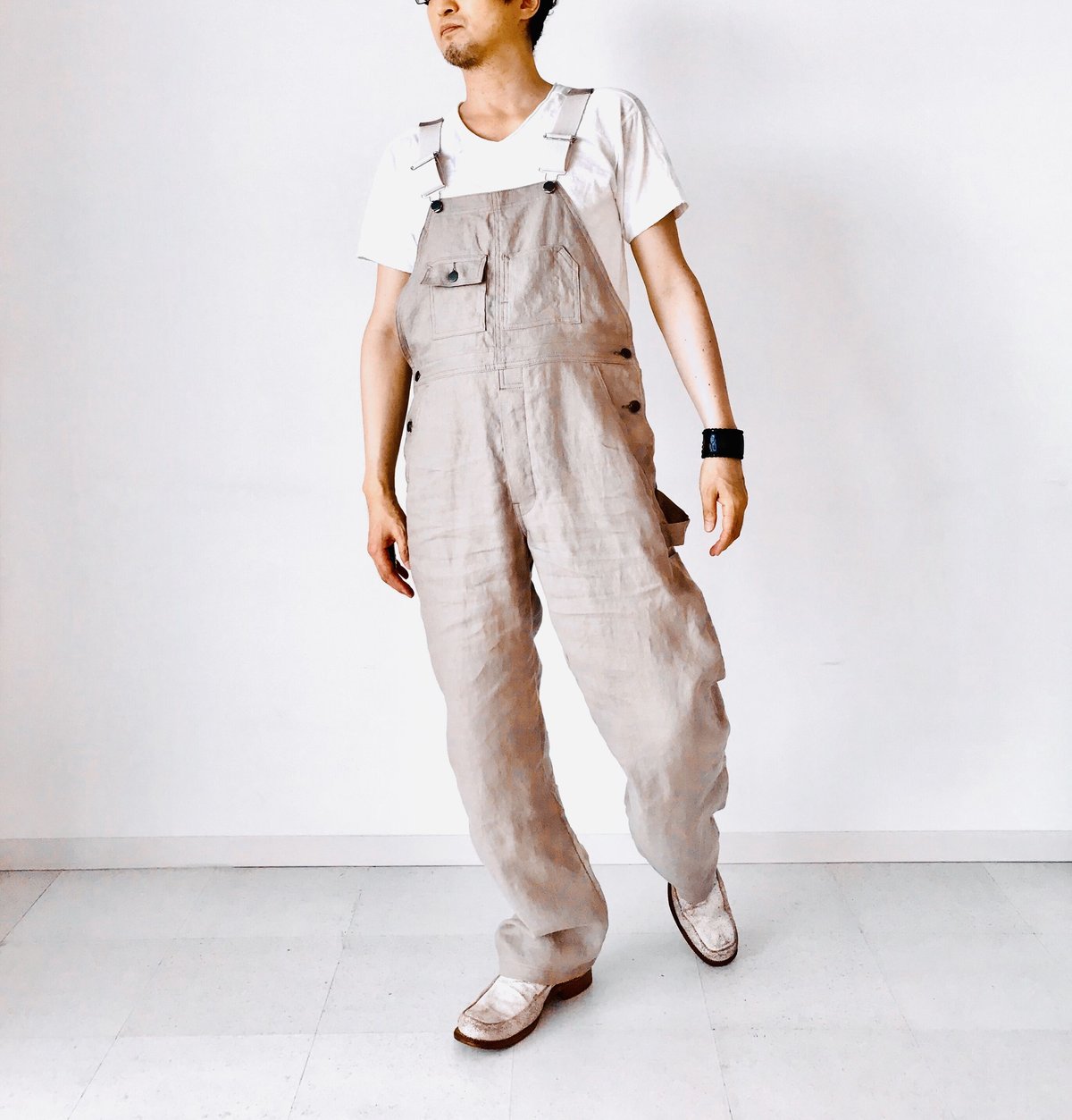 メンズ【men's】《グレージュ色》Herdmans社アイリッシュリネン