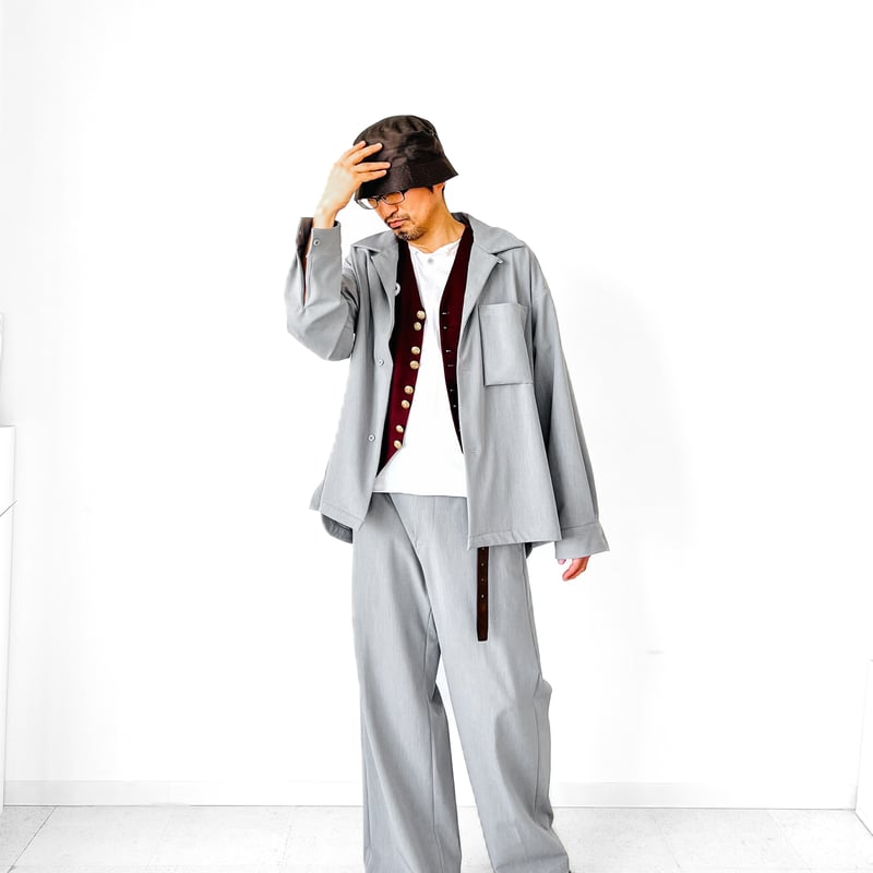 メンズ【men's】最上質TR素材 ビッグシルエット シャツブルゾン×ワイド