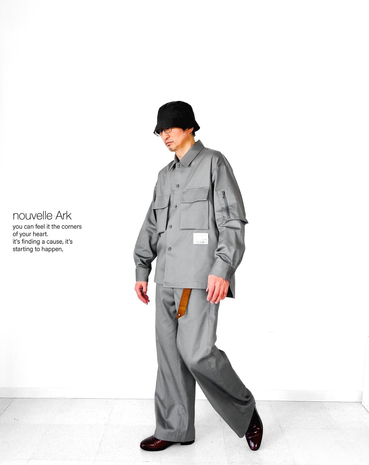 ショルダータックシャツ メンズ【men's】ビッグシルエット ドロップショルダー 胸・袖