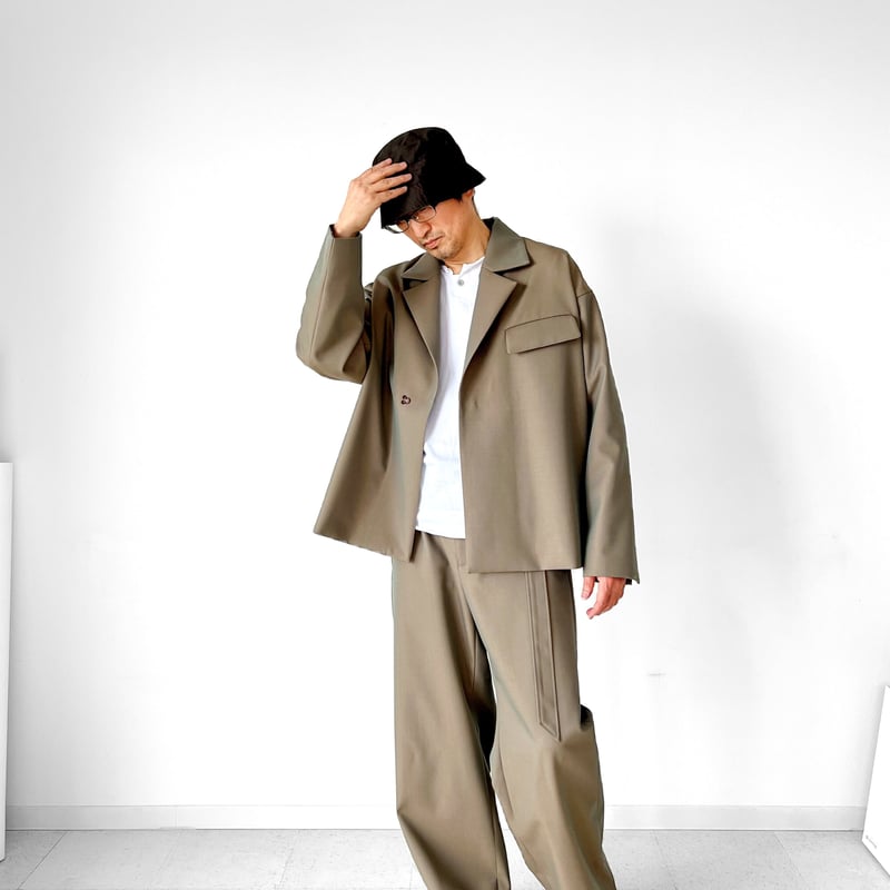 メンズ【men's】最上質ギャバジン素材 セットアップ ジャケット×ワイド