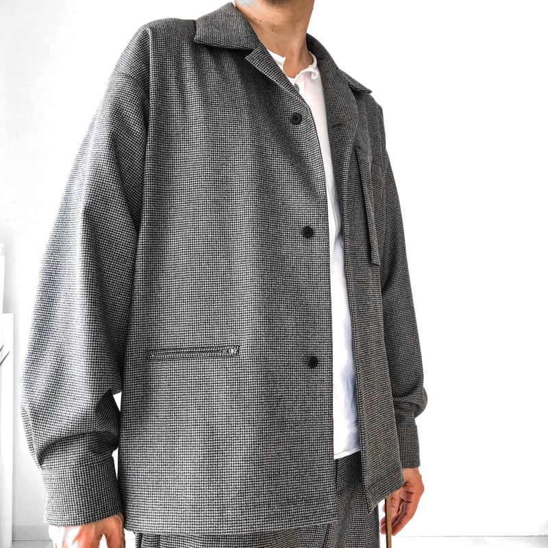 メンズ【men's】最上質ウールフラノ素材 千鳥格子柄ビッグシルエット