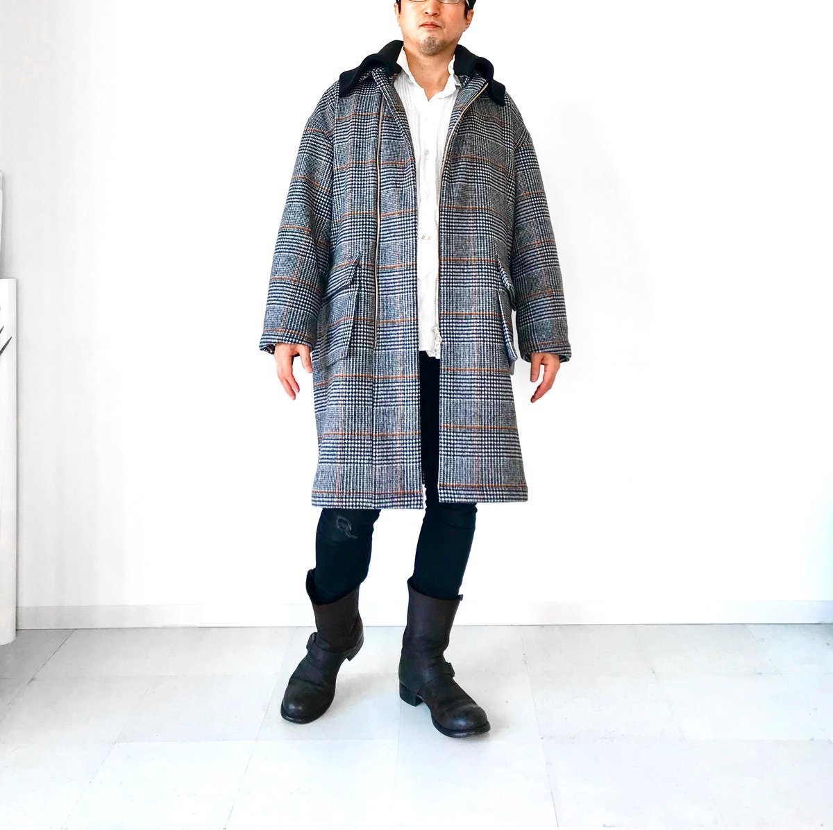 【イタリア製】マリアーノルビナッチ　ウールコート　チェック　大きいサイズ　L相当 fit=scale-down,w=1200