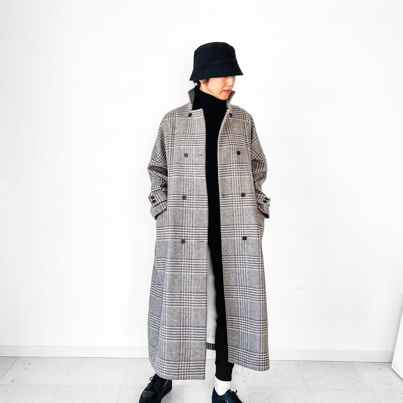 ▲美品 エルメス ラナウール ジャケット G9701 48 グレー チェック アパレル使用反】ウールシルクビエラチェック グレー系 △美品