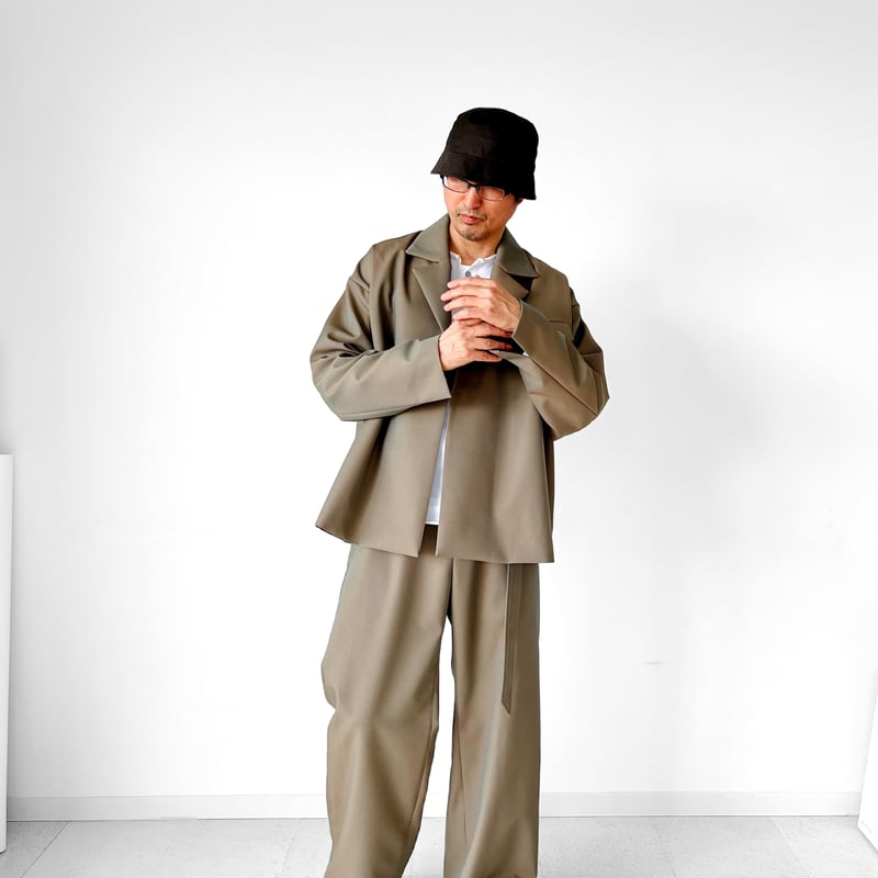 メンズ【men's】最上質ギャバジン素材 セットアップ ジャケット×ワイド