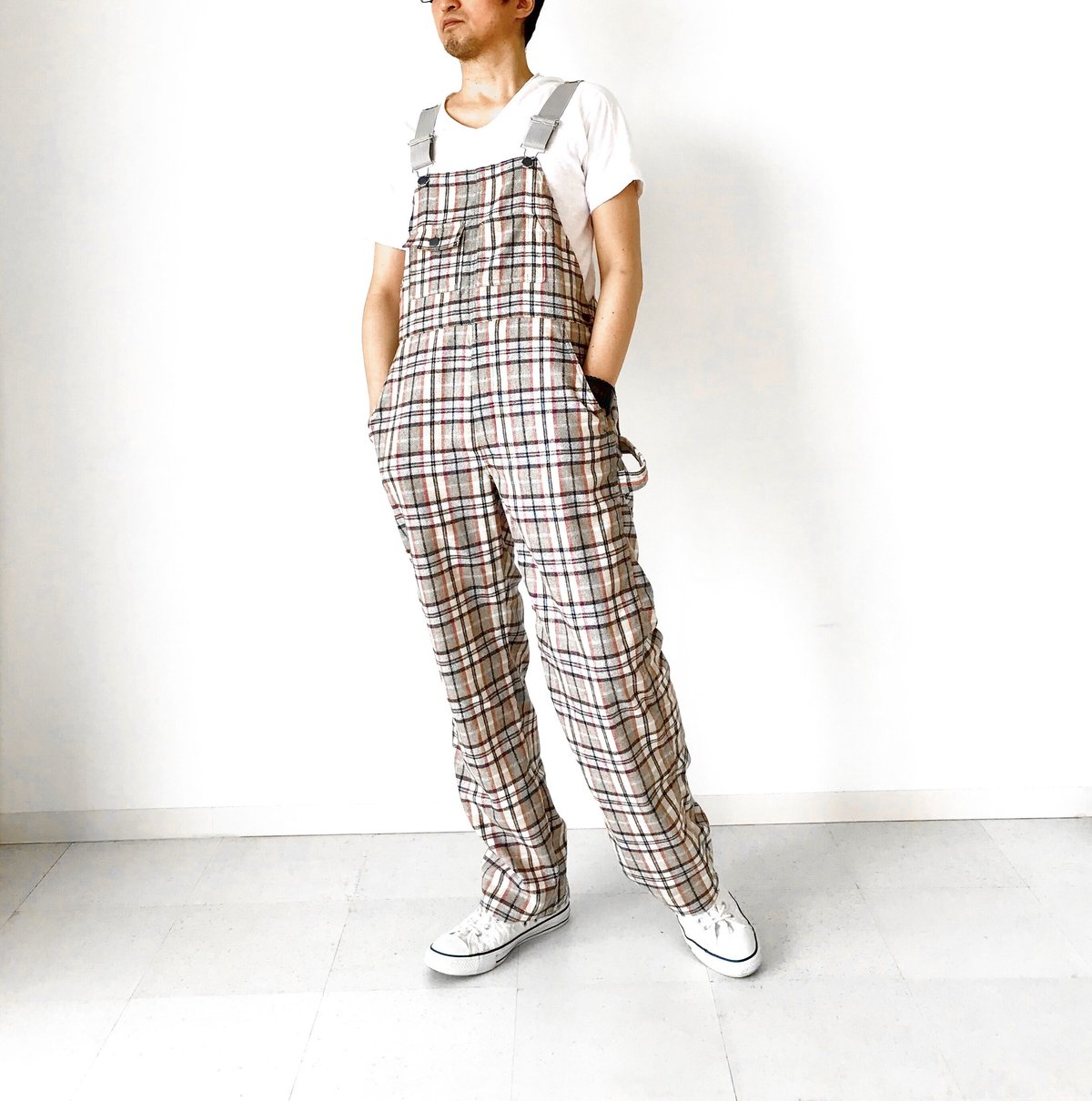 ウールリッチ　オーバーオール グレー赤チェック fit=scale-down,w=1200