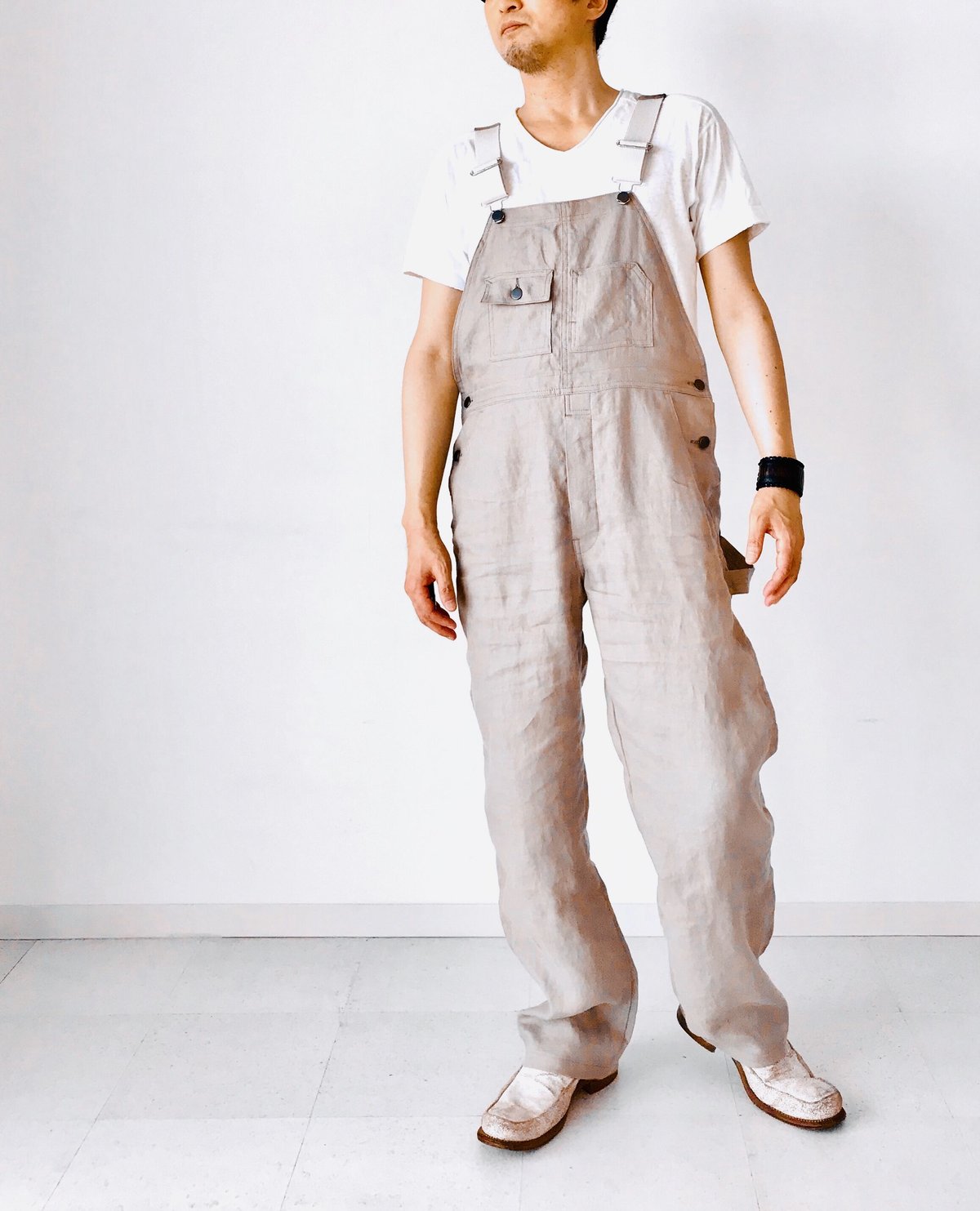 メンズ【men's】《グレージュ色》Herdmans社アイリッシュリネン