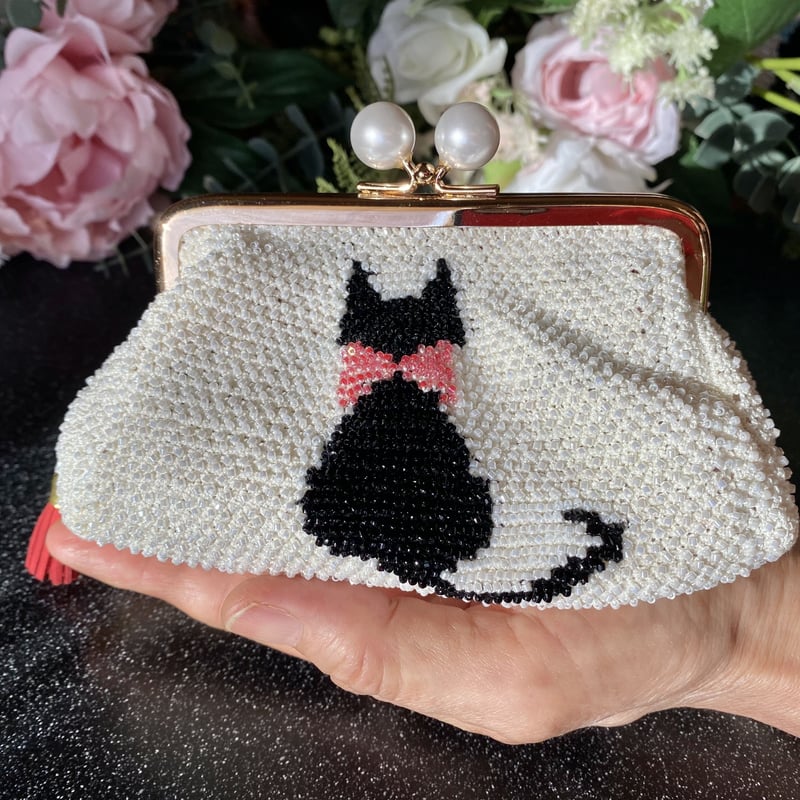 おめかし黒猫のビーズがま口 | Yoko's Store おめかし黒猫のビーズがま口 | Yoko's Store