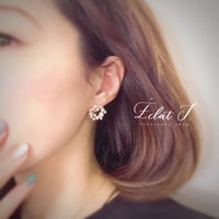 ◉ポンポンパールのリースピアス◉