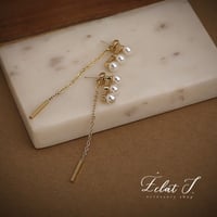 ◉3連パールの2WAYロングピアス◉