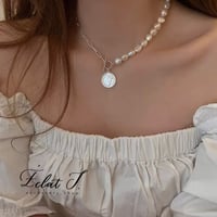 ◉コインと淡水パールのチェーンネックレス◉