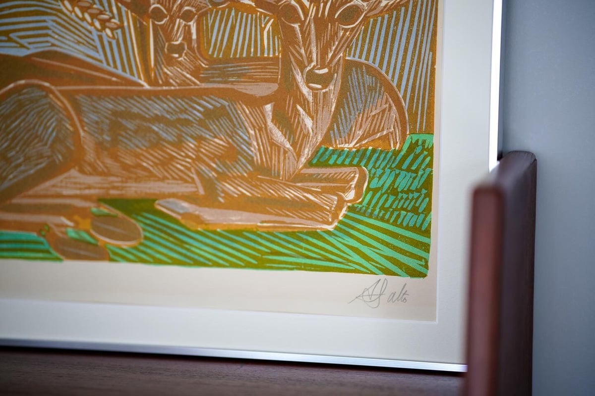 値下げしました：Axel Salto Color Lithograph Deers(1920s