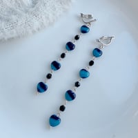 マーブルブルービーズのロングイヤリング