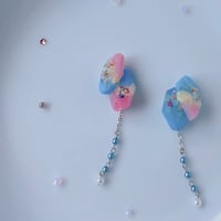 マーブルクリスタルのピアスorイヤリング(揺れるビーズパーツ取り外し可能)