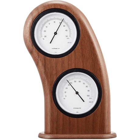 旭川家具 ササキ工芸 スマイル温湿時計 ウォルナット TH/HY-SML-W