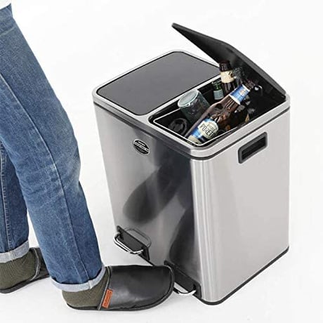 ダルトン(Dulton) 2 コンパートメント ビン 30L ステンレス製 ペダル式 分別 ダストボックス K855-1203-2