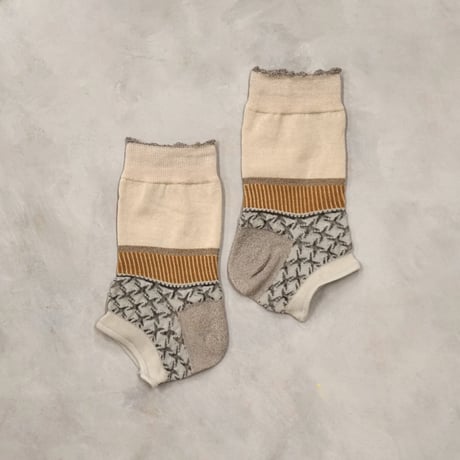 panel ankle cover socks (short) <beige> L-S65