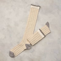 cable stripes high socks <beige> L-L12