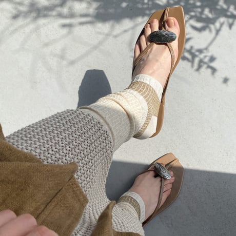 linen blend ankle cover socks <beige> L-L06