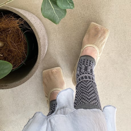 zigzag ankle cover socks <saxe blue> L-L07