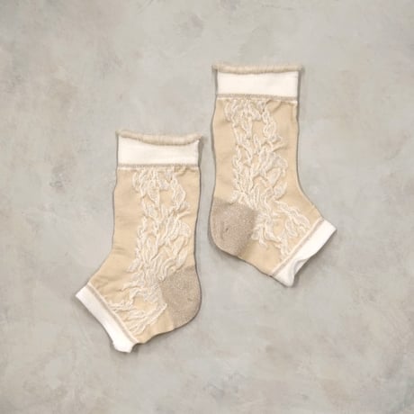 flower lace ankle cover socks (short) <beige> L-S70