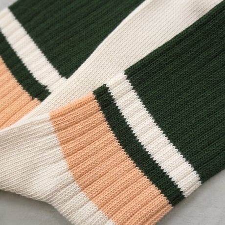 《men's》retro rib <green×beige> M-M26