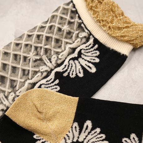 lace up ankle cover socks (see-through) <black> L-M84