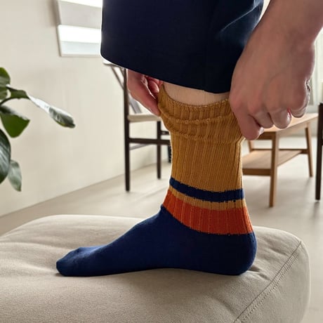 《men's》retro rib <yellow×blue> M-M26