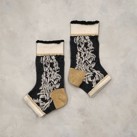 flower lace ankle cover socks (short) <black> L-S70