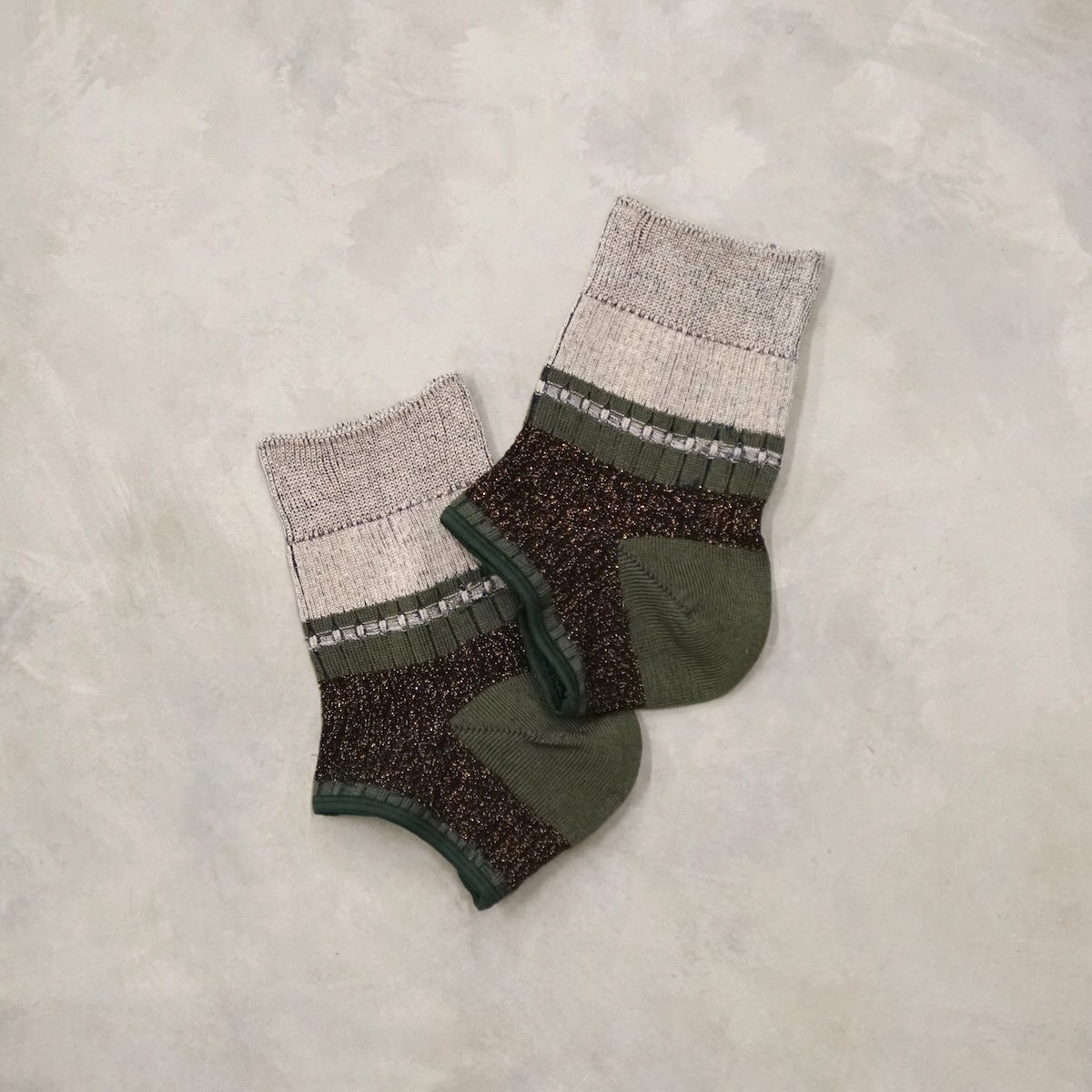 color rib ankle cover socks (short) <green> L-S