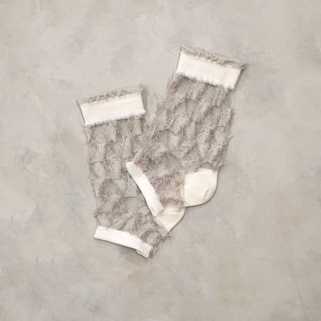 see-through fringe ankle cover socks (short) <gray> L-S72
