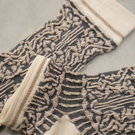 arabesque ankle cover socks (long) <greige> L-L17