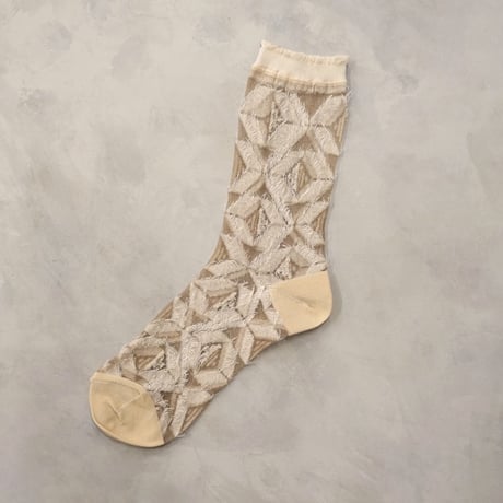 see-through triangle fringe <mocha beige> L-M80