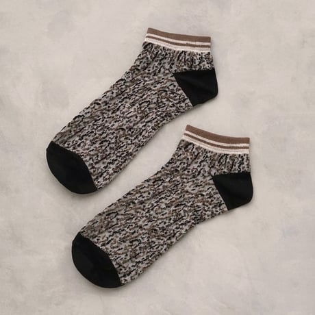 《men's》noise ankle socks <gray × khaki> M-K01