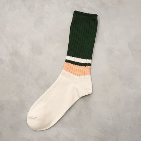 《men's》retro rib <green×beige> M-M26