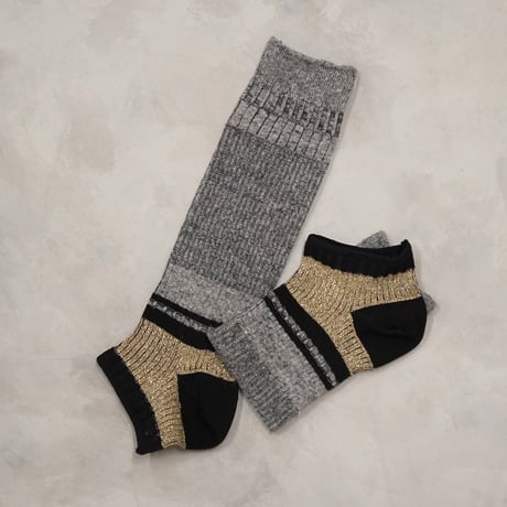 linen blend ankle cover socks <gray> L-L06