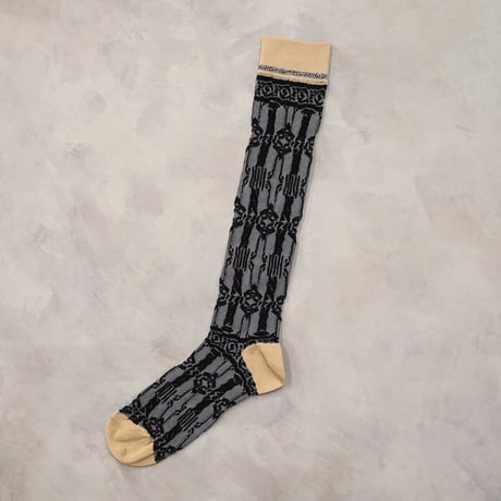 decoration stripes high socks <gray> L-L10