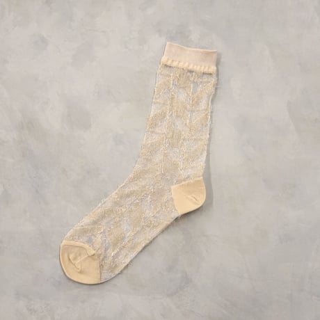 shiny fringe see-through <beige> L-M85