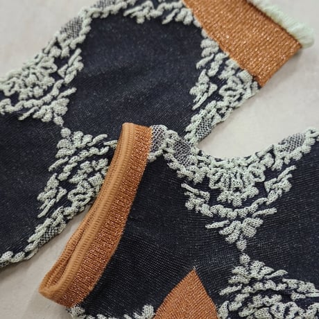 motif lace ankle cover socks <navy> L-L16