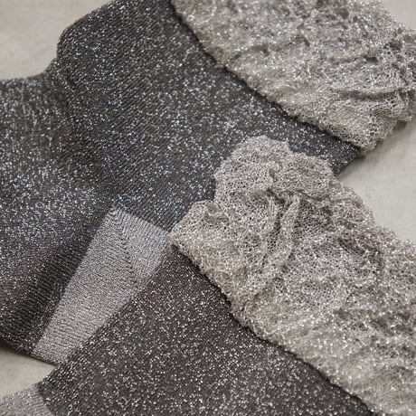 glitter ankle cover socks (short) <silver> L-S71