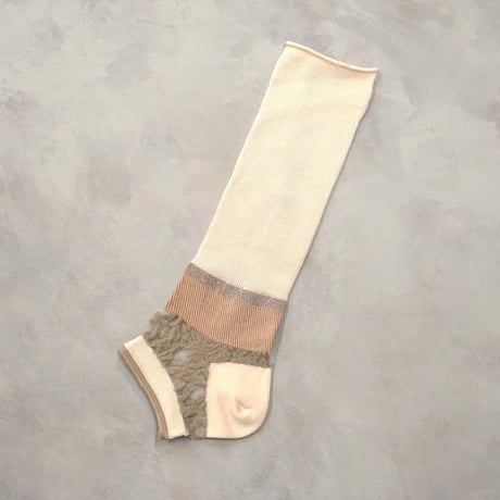 paisley ankle cover socks (see-through) <beige> L-L18