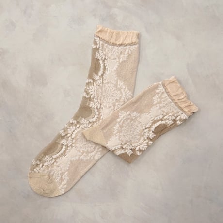see-through motif lace <mocha> L-M83