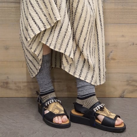 linen blend ankle cover socks <gray> L-L06