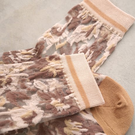 see-through flower <pink beige> L-S34