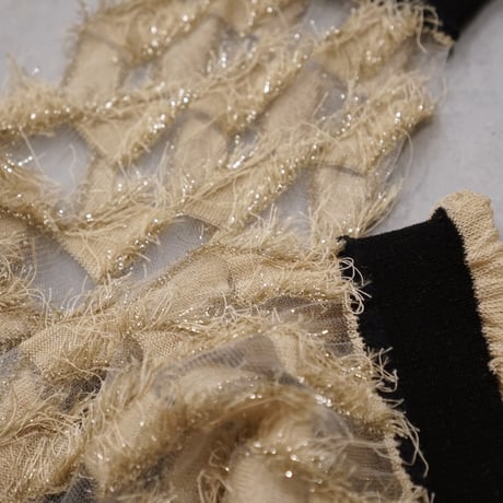 see-through fringe ankle cover socks (short) <beige> L-S72