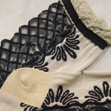 lace up ankle cover socks (see-through) <gray> L-M84