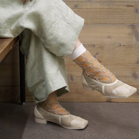 see-through fringe <khaki> L-S68