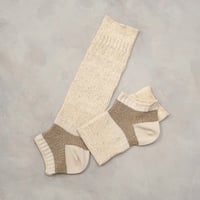 linen blend ankle cover socks <beige> L-L06