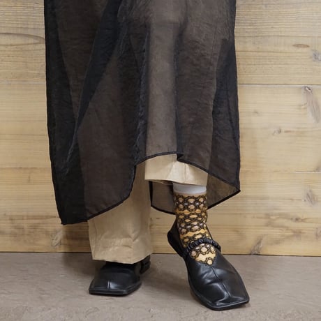 see-through border check <camel> L-S75