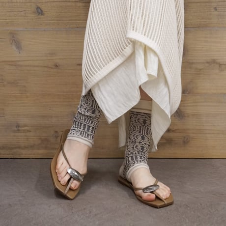 arabesque ankle cover socks (long) <greige> L-L17