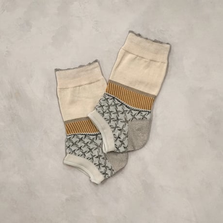 panel ankle cover socks (short) <beige> L-S65